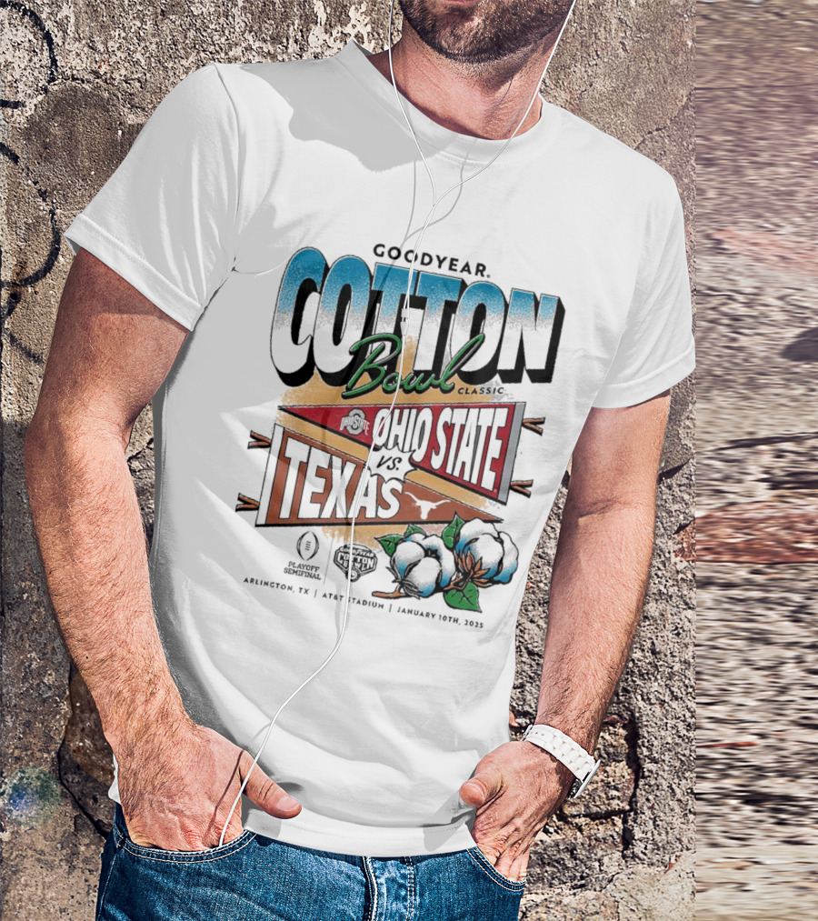Goodyear Cotton Bowl Classic 2025 Ohio State Vs Texas Playoff Semifinal Arlington TX January 10th T-Shirt