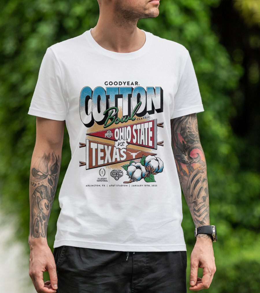 Goodyear Cotton Bowl Classic 2025 Ohio State Vs Texas Playoff Semifinal Arlington TX January 10th T-Shirt