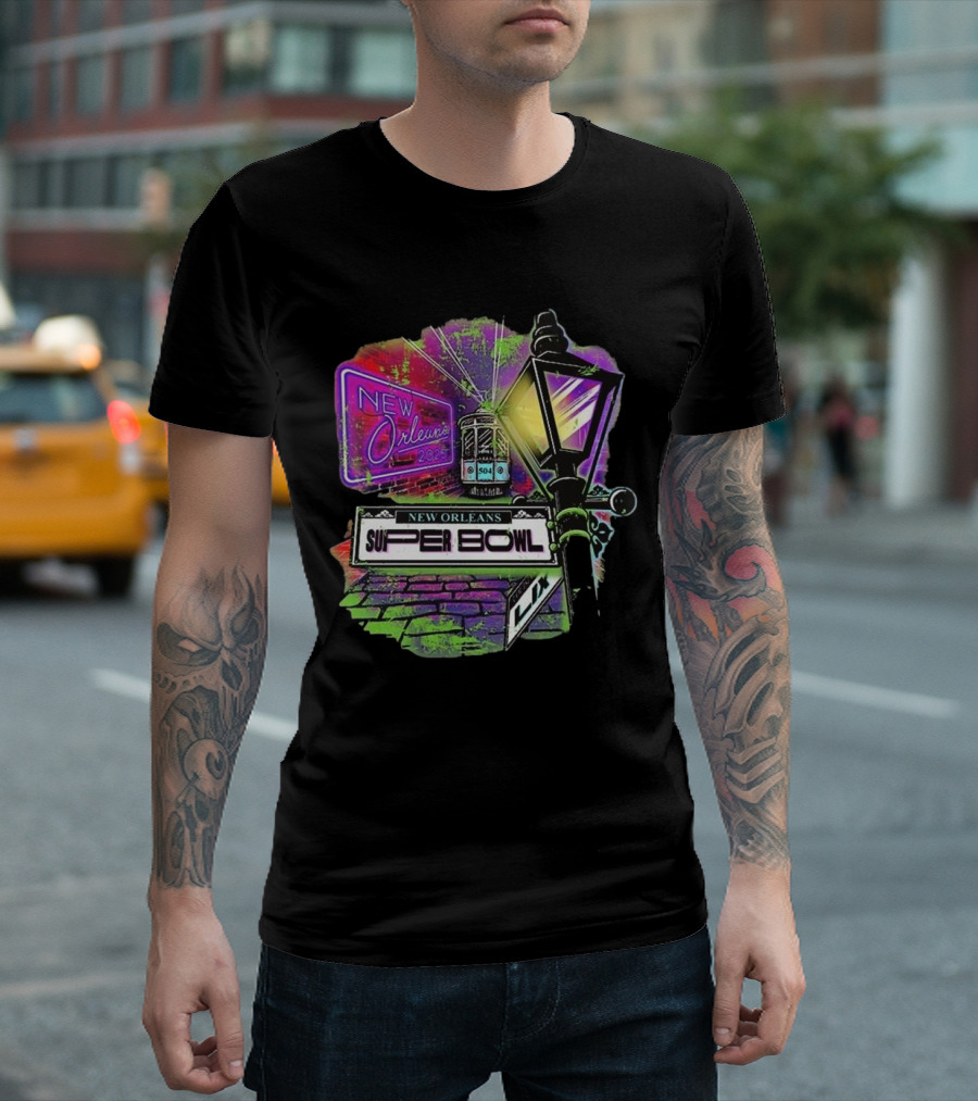 New Orleans 2025 Super Bowl LIX Colorful Street Sign T-Shirt