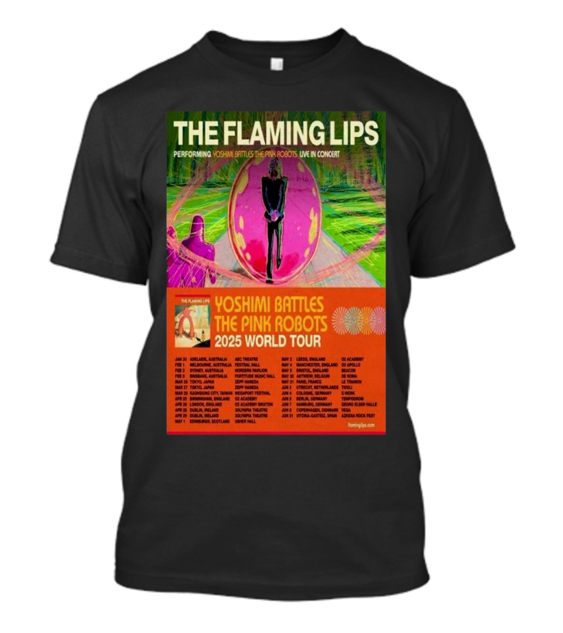 THE FLAMING LIPS PERFORMING YOSHIMI BATTLES THE PINK ROBOTS LIVE IN CONCERT 2025 WORLD TOUR T-Shirt