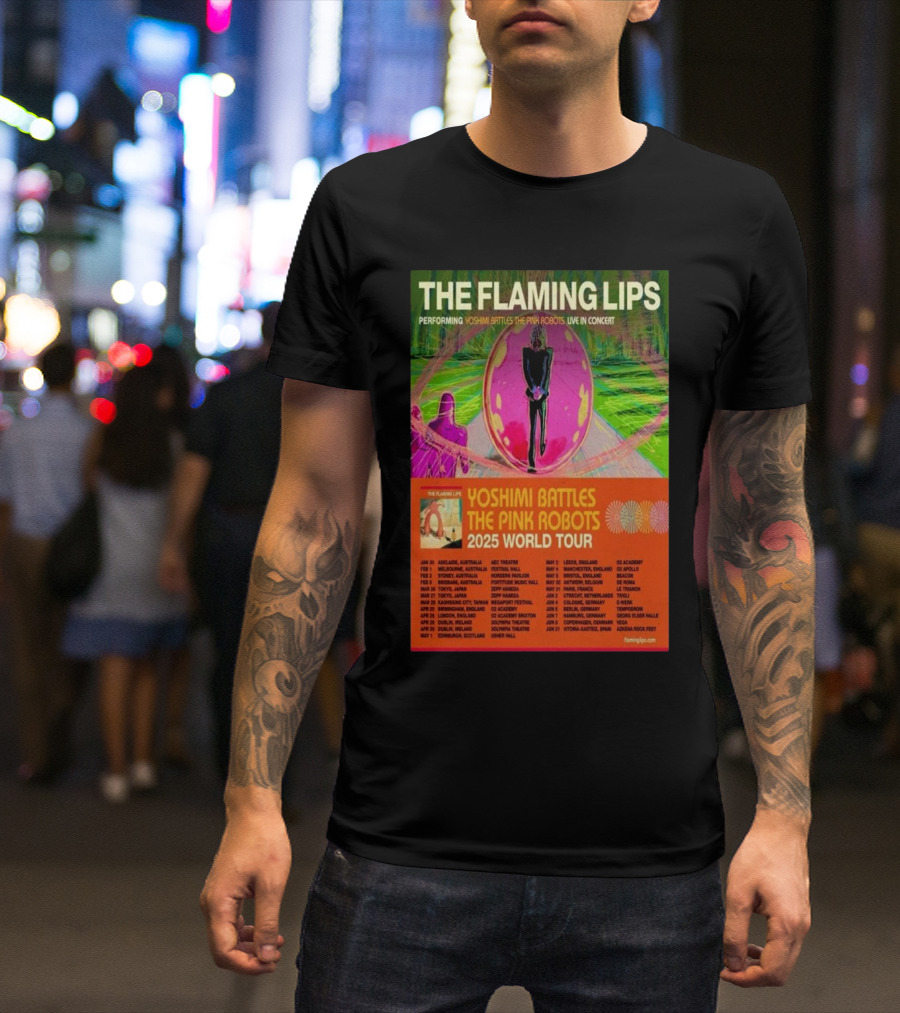 THE FLAMING LIPS PERFORMING YOSHIMI BATTLES THE PINK ROBOTS LIVE IN CONCERT 2025 WORLD TOUR T-Shirt