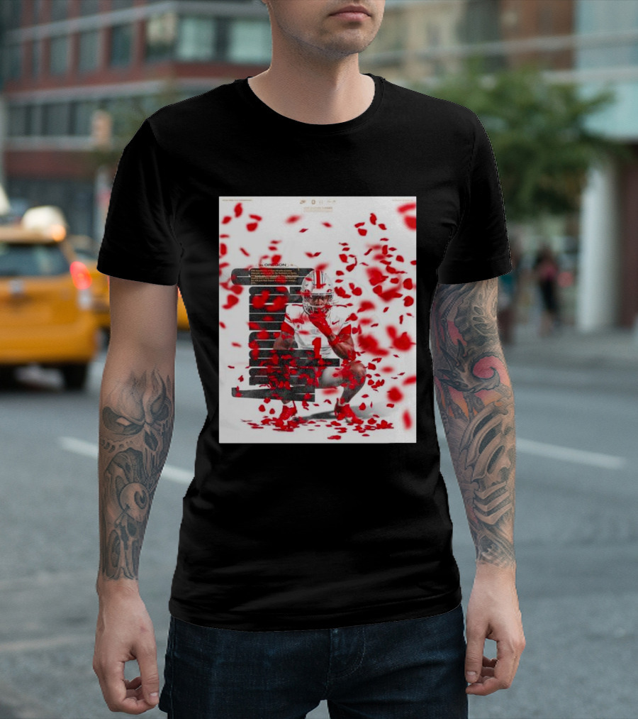 Rose Bowl Game Day Ohio State Buckeyes vs Oregon Ducks Red Rose Petals Athlete Action T-Shirt
