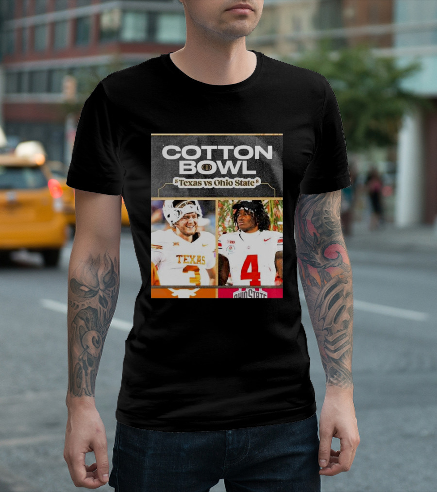 Cotton Bowl Texas Vs Ohio State Matchup Featuring Players Number 3 And 4 T-Shirt