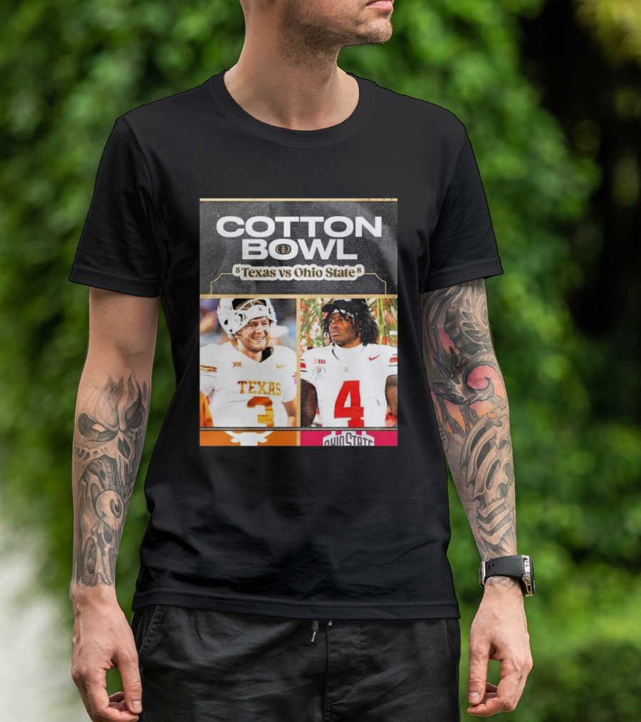 Cotton Bowl Texas Vs Ohio State Matchup Featuring Players Number 3 And 4 T-Shirt