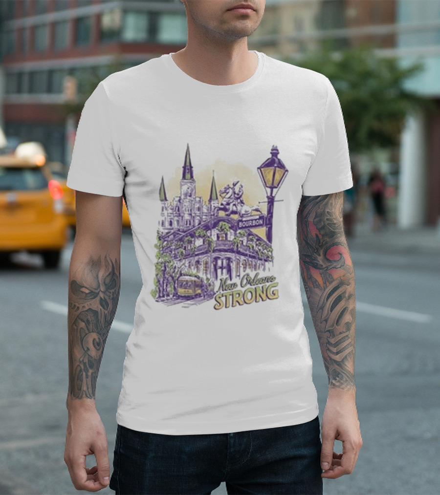 New Orleans Strong Bourbon Street Charity Iconography T-Shirt
