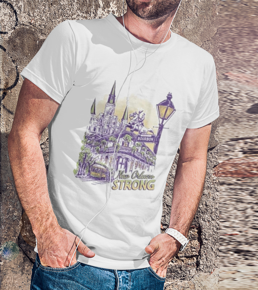 New Orleans Strong Bourbon Street Charity Iconography T-Shirt