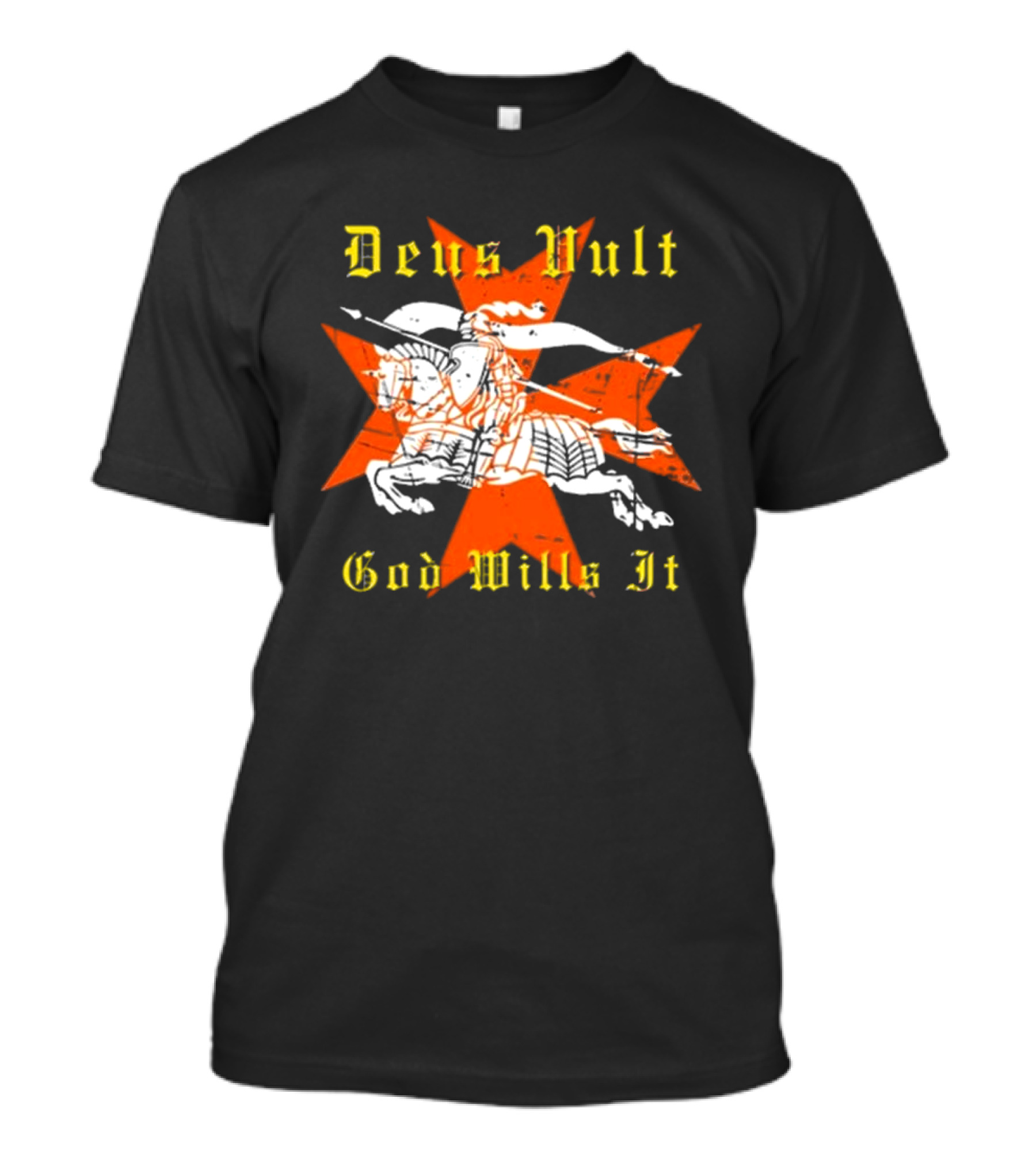 Deus Vult God Wills It Maltese Cross Knight T-Shirt