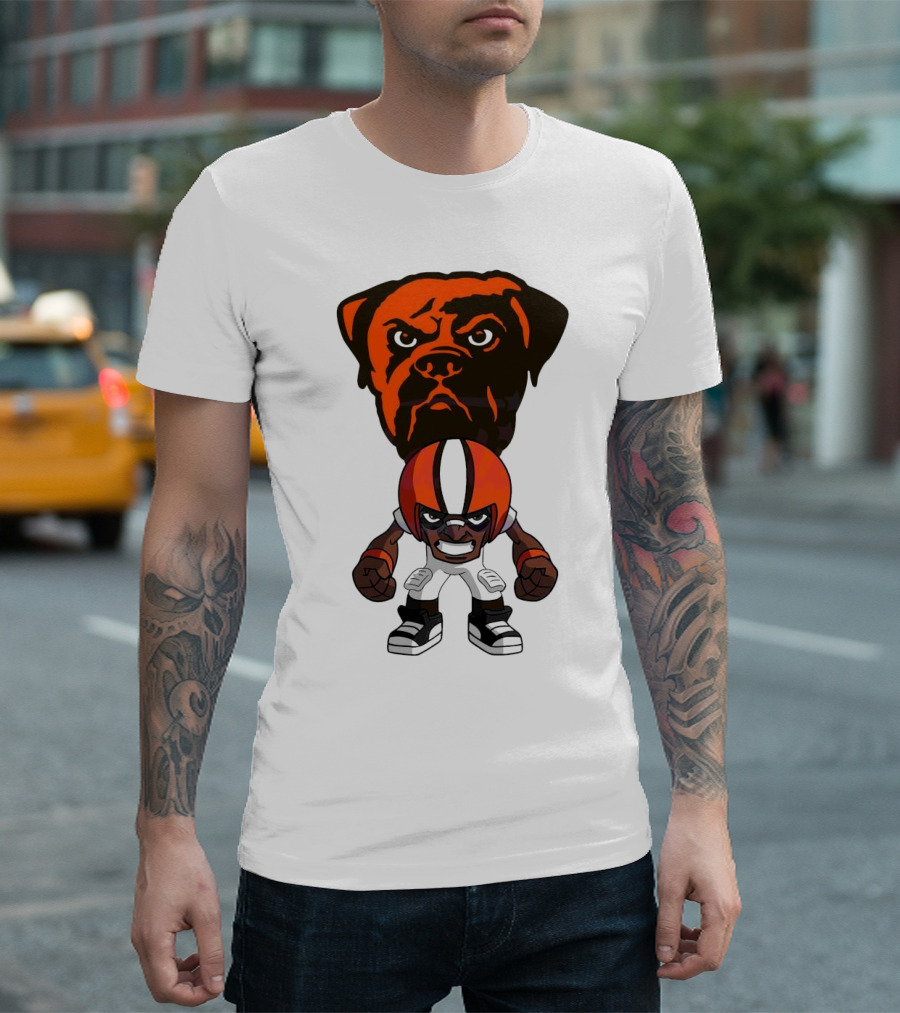 Cleveland Browns NFL Rush Zone Cartoon Character Dog 2025 T-Shirt