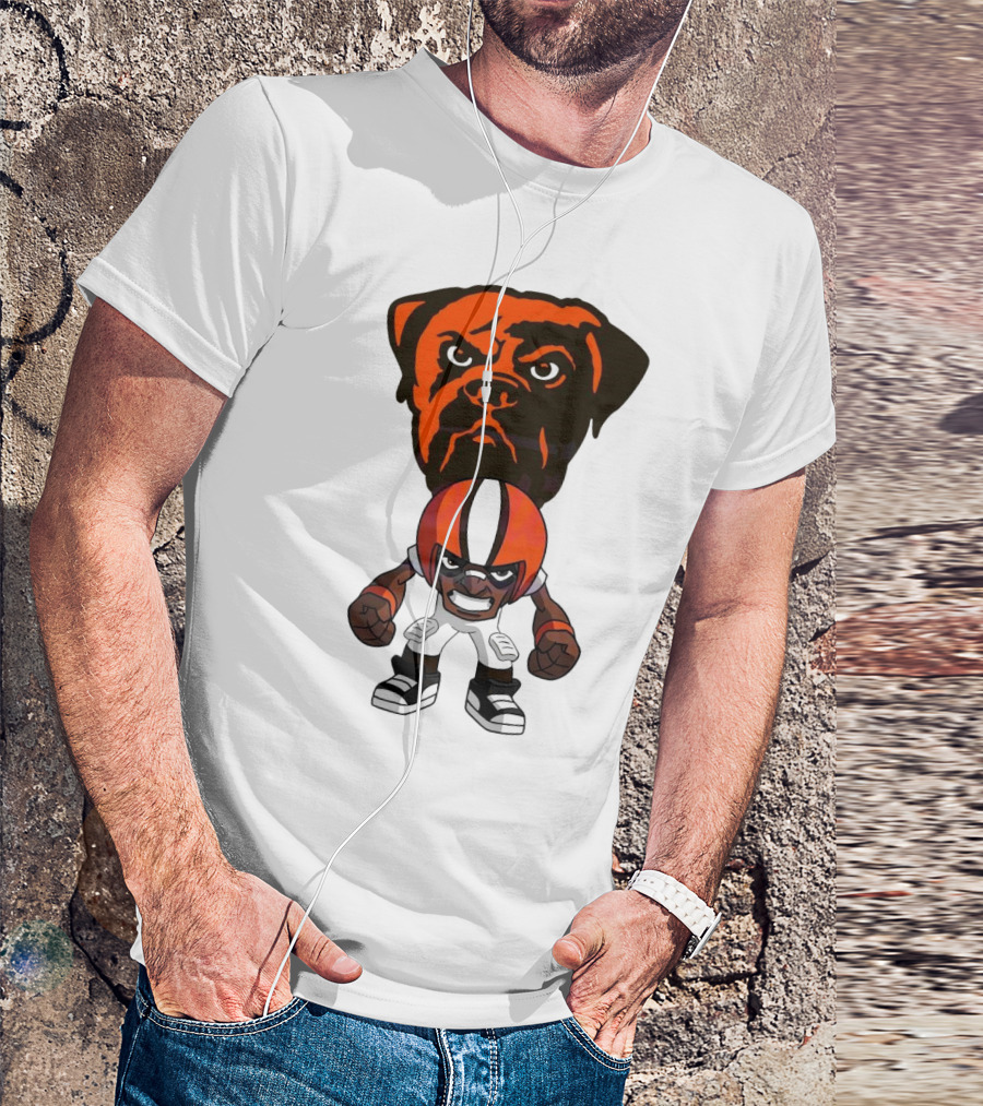 Cleveland Browns NFL Rush Zone Cartoon Character Dog 2025 T-Shirt