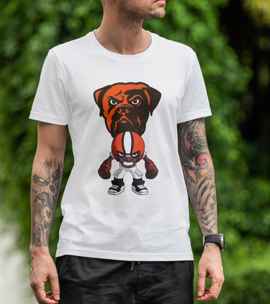 Cleveland Browns NFL Rush Zone Cartoon Character Dog 2025 T-Shirt