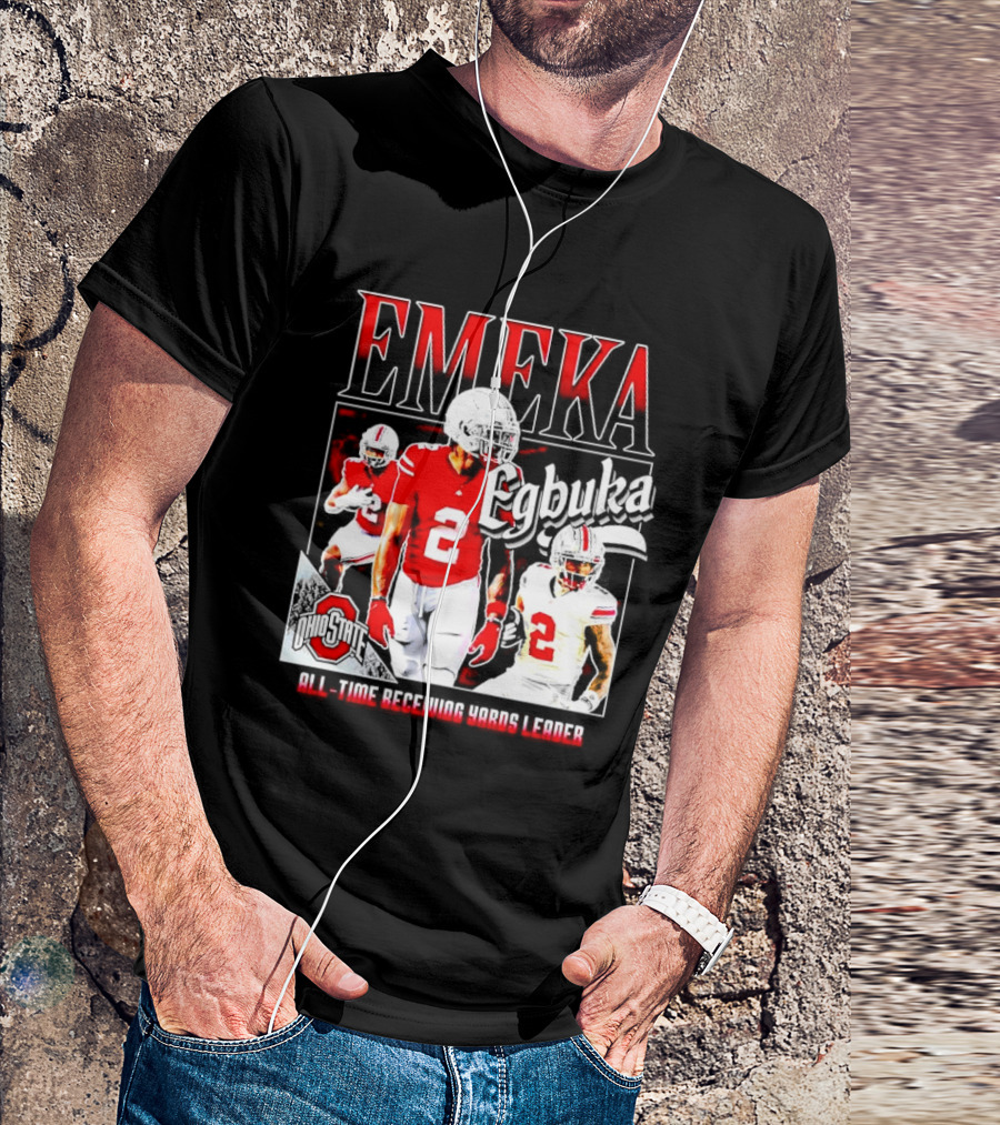 Ohio State Buckeyes Emeka Egbuka All-Time Receiving Yards Leader T-Shirt
