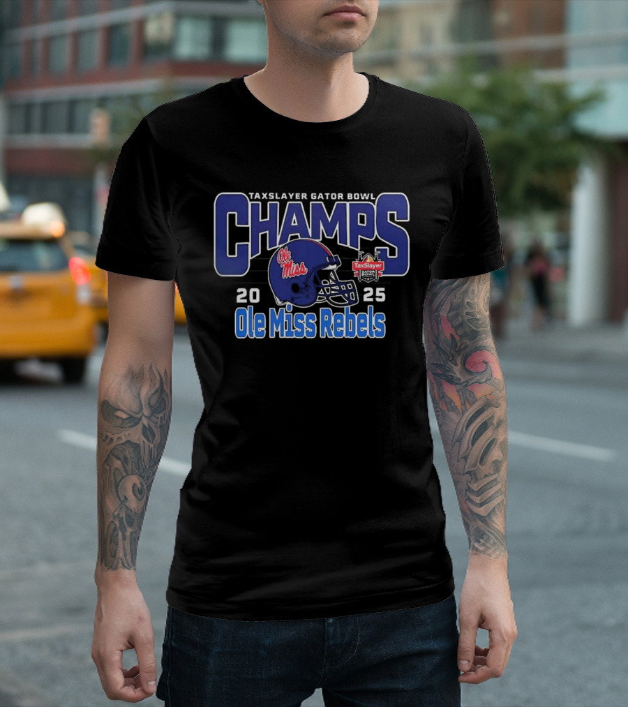 TaxSlayer Gator Bowl Champs 2025 Ole Miss Rebels Football T-Shirt