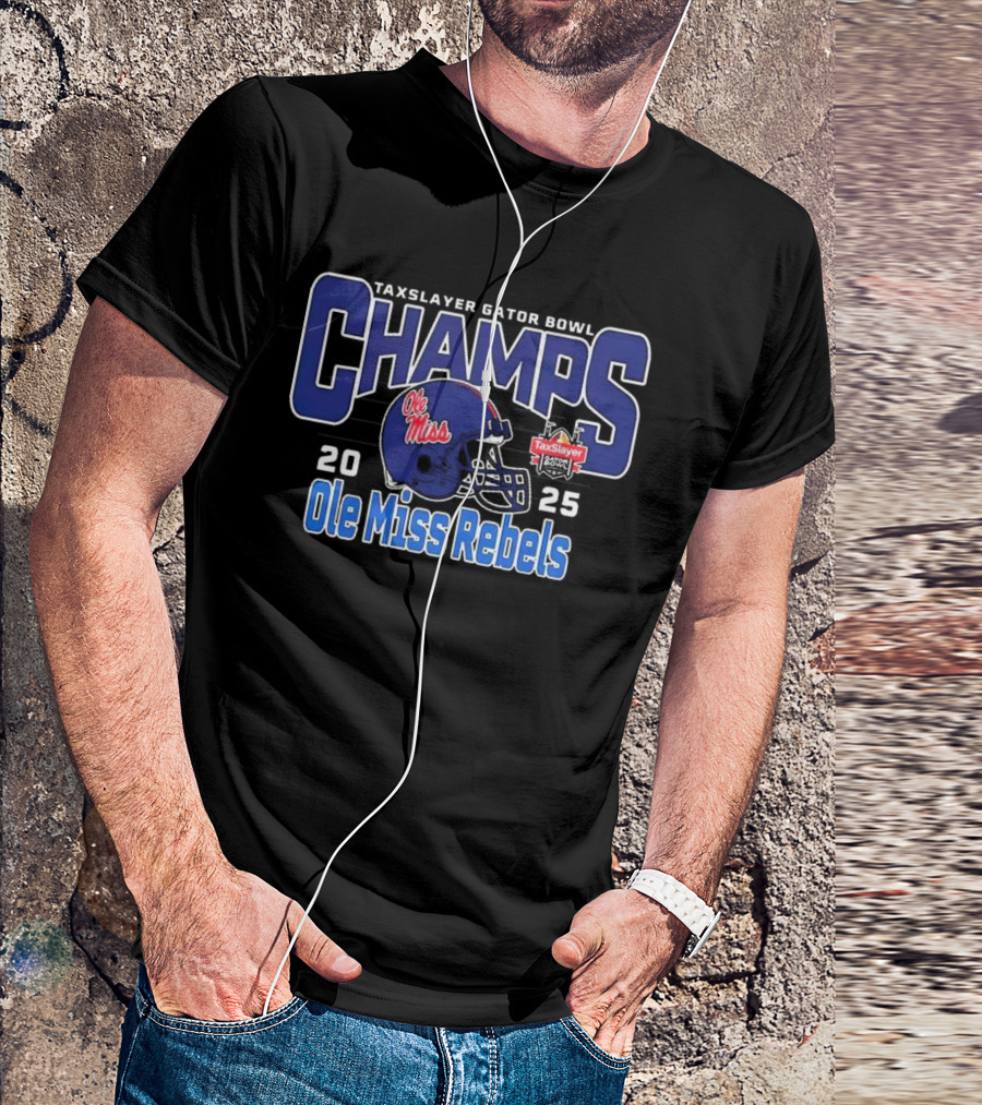 TaxSlayer Gator Bowl Champs 2025 Ole Miss Rebels Football T-Shirt