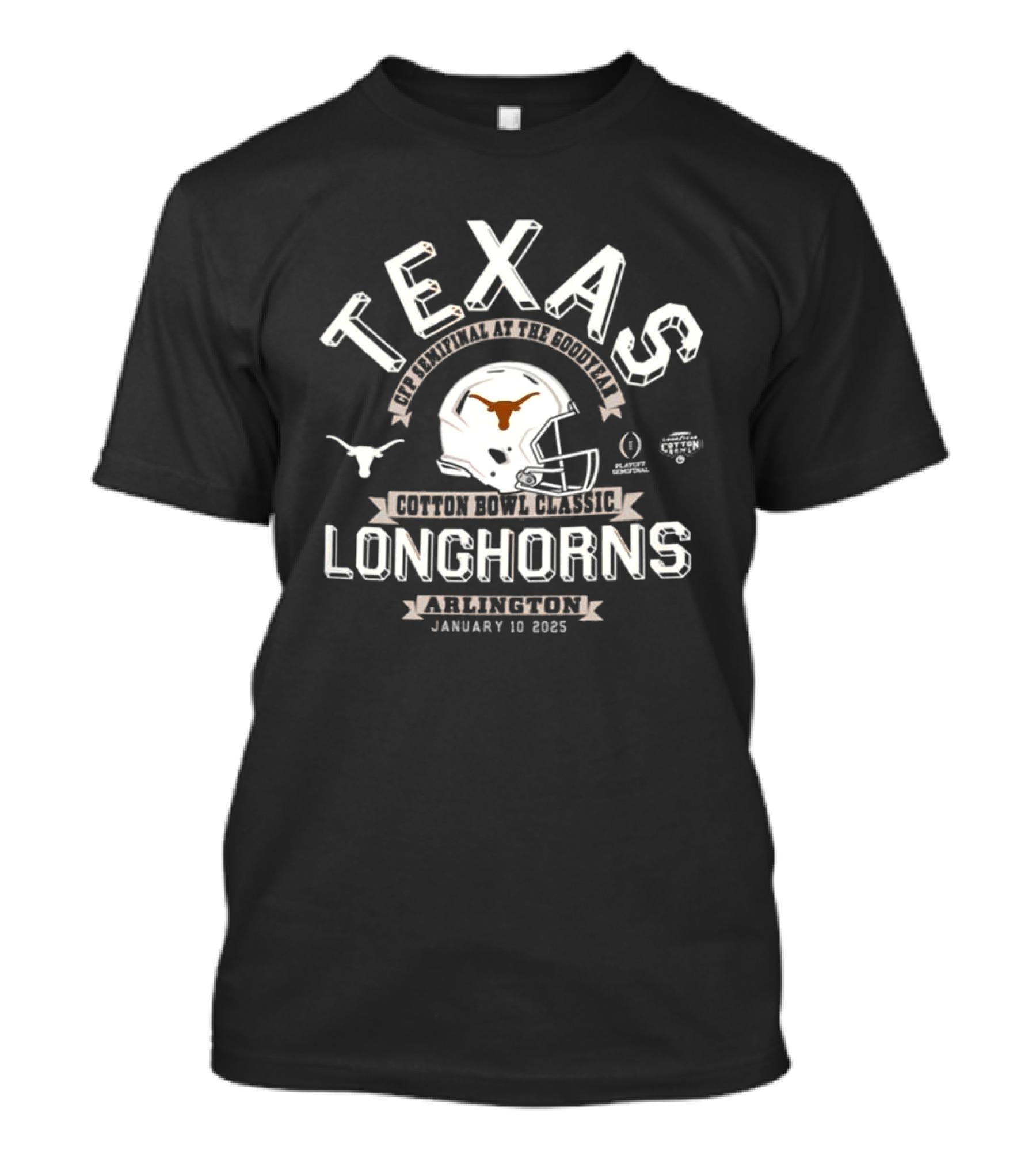 Texas Longhorns 2025 Cotton Bowl Classic CFP Semifinal Arlington January 10 Helmet T-Shirt