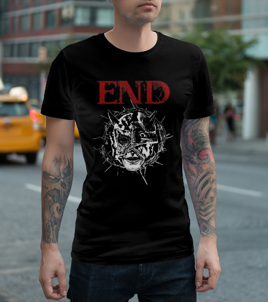 Closed Casket Activities End Distorted Face Thorned Devil Mask T-Shirt