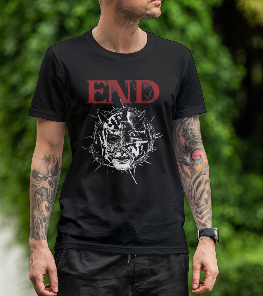 Closed Casket Activities End Distorted Face Thorned Devil Mask T-Shirt