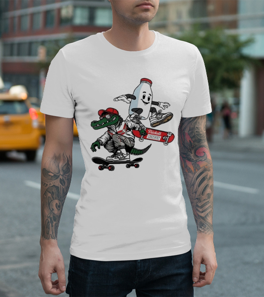 Crocodile And Milk Skateboarding Lost Art x TRiCKETT Collaboration T-Shirt