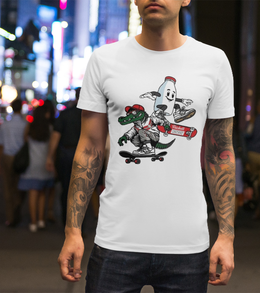 Crocodile And Milk Skateboarding Lost Art X TRiCKETT Collaboration T-Shirt