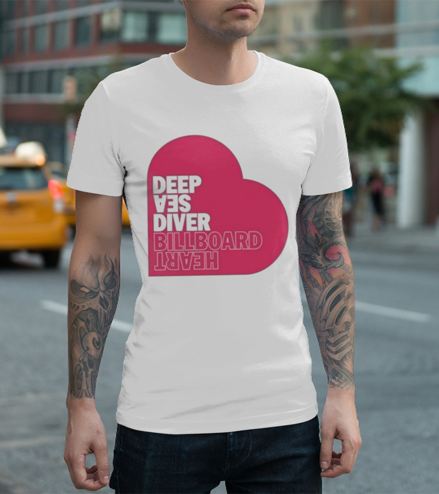 Deep Sea Diver Pink Billboard Heart T-Shirt