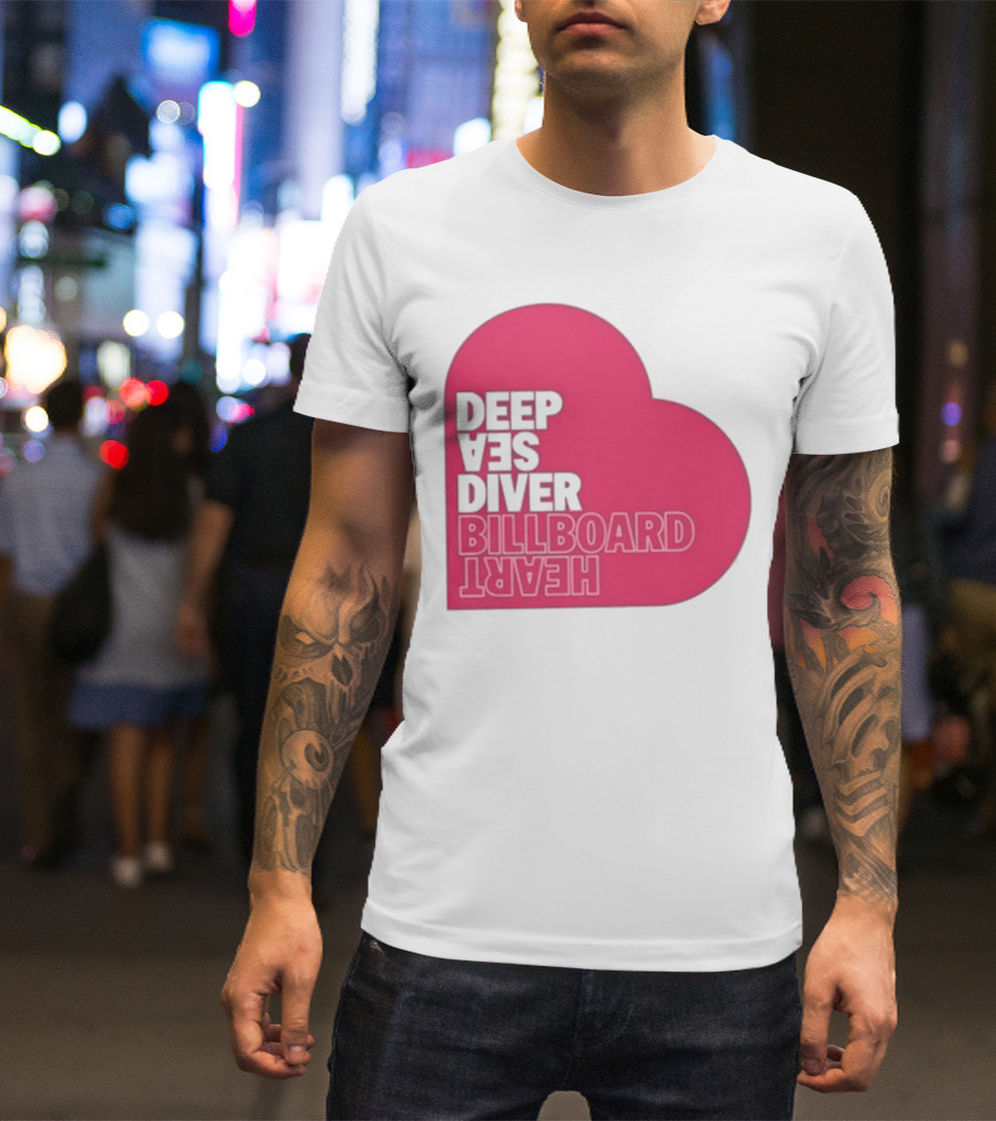 Deep Sea Diver Pink Billboard Heart T-Shirt