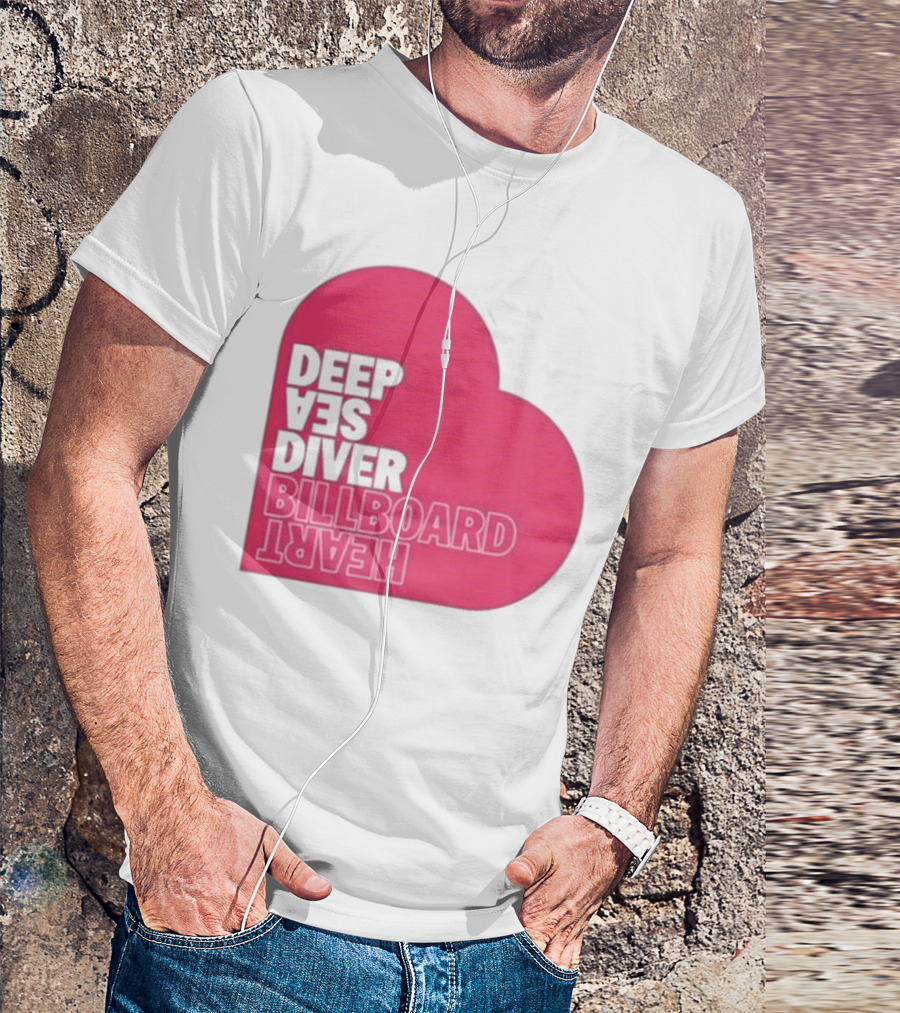 Deep Sea Diver Pink Billboard Heart T-Shirt