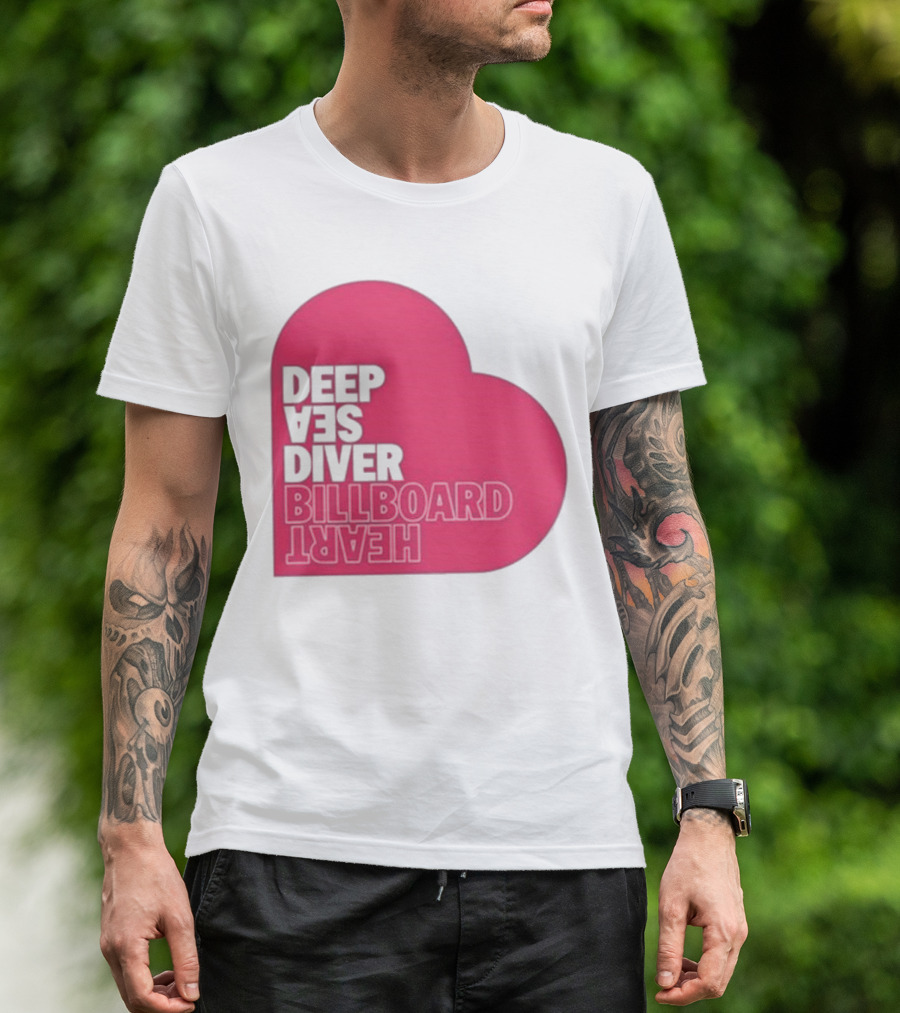 Deep Sea Diver Pink Billboard Heart T-Shirt