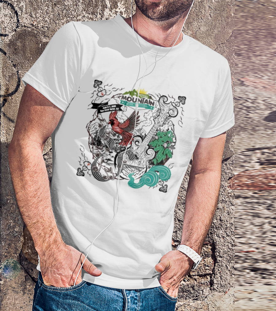 Mountain Music Festival June 5-7, 2025 New River Gorge WV Cardinal Guitar Nature Elements T-Shirt