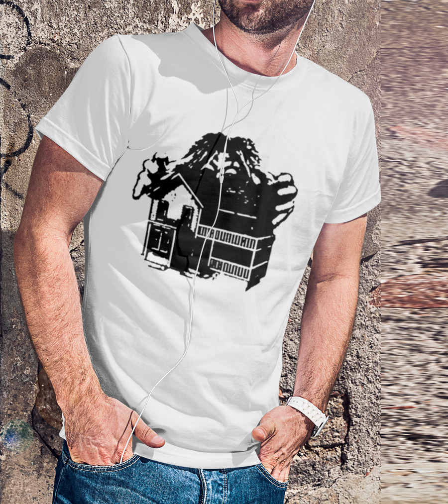 Round Neck Teenage Disaster 2025 Monster Over House T-Shirt