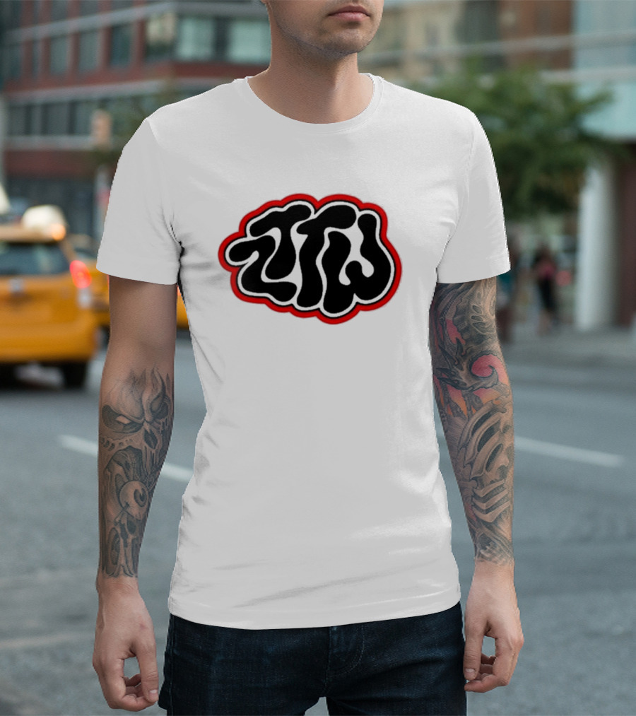 Zttw Green Logo Psychedelic Style Outline T-Shirt