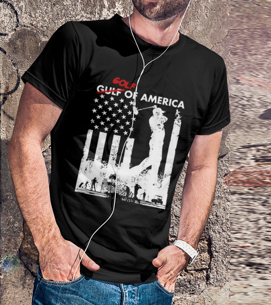 Alastor Store Golf Golf Gulf America Flag Golfer Silhouette Stars Stripes T-Shirt
