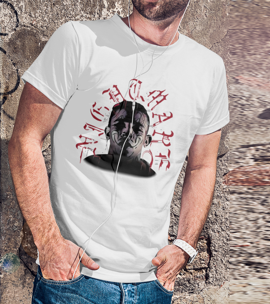 2025 Carlos Prates Nightmare Face With Red Gothic Text T-Shirt