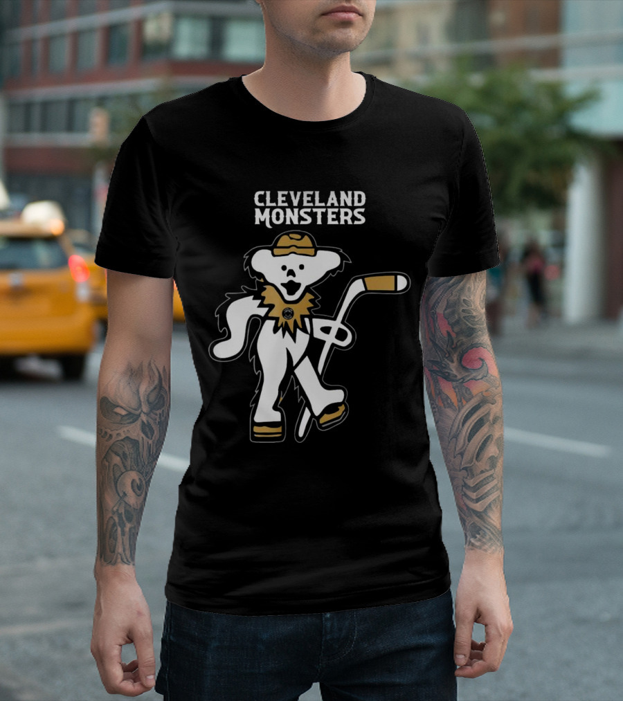 Cleveland Monsters 2025 Grateful Dead Bear Hockey Night T-Shirt