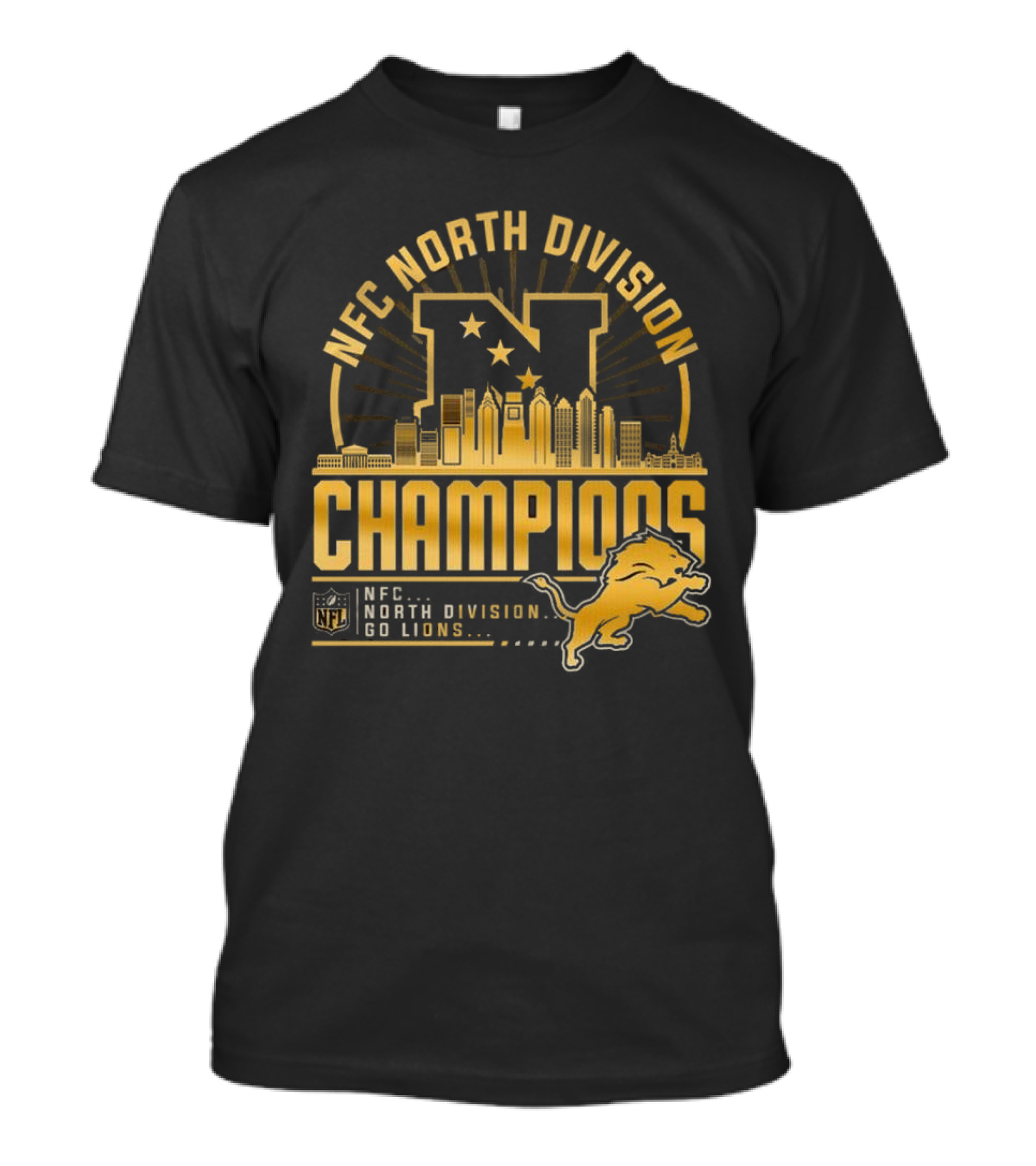 NFC North Division Champions Detroit Lions Go Lions Golden NFL T-Shirt