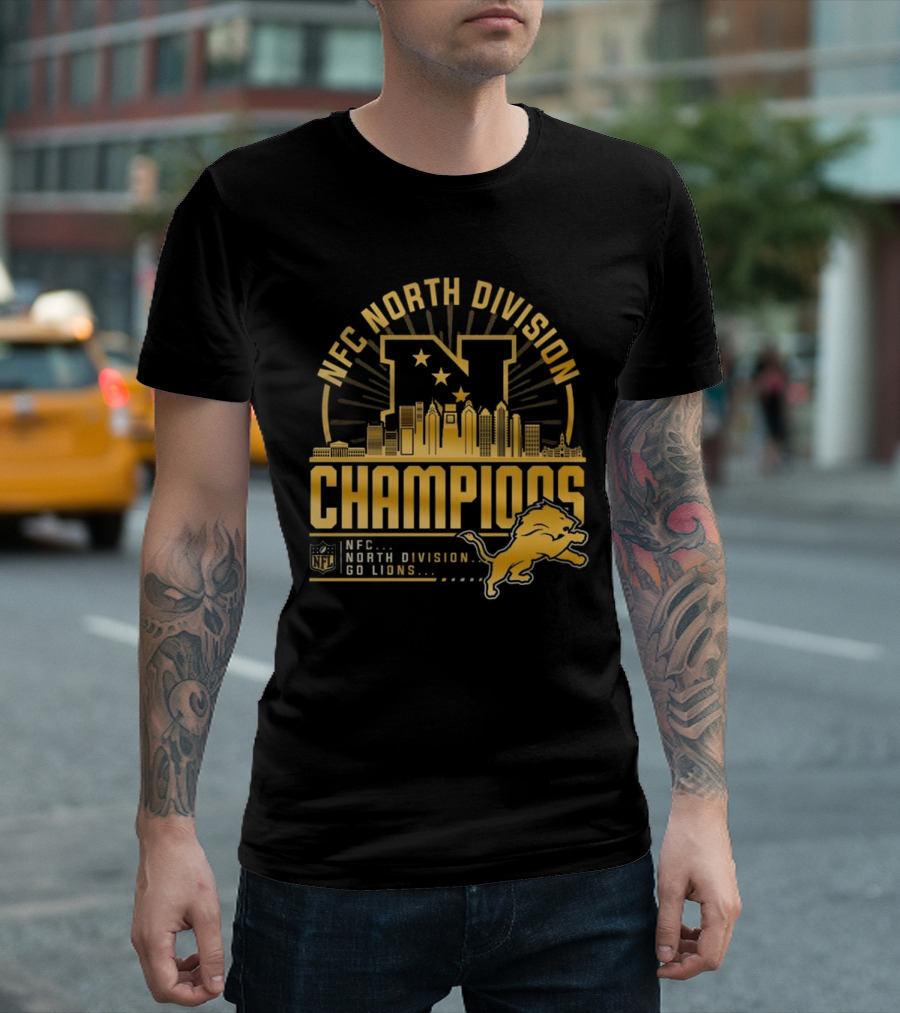 NFC North Division Champions Detroit Lions Go Lions Golden NFL T-Shirt
