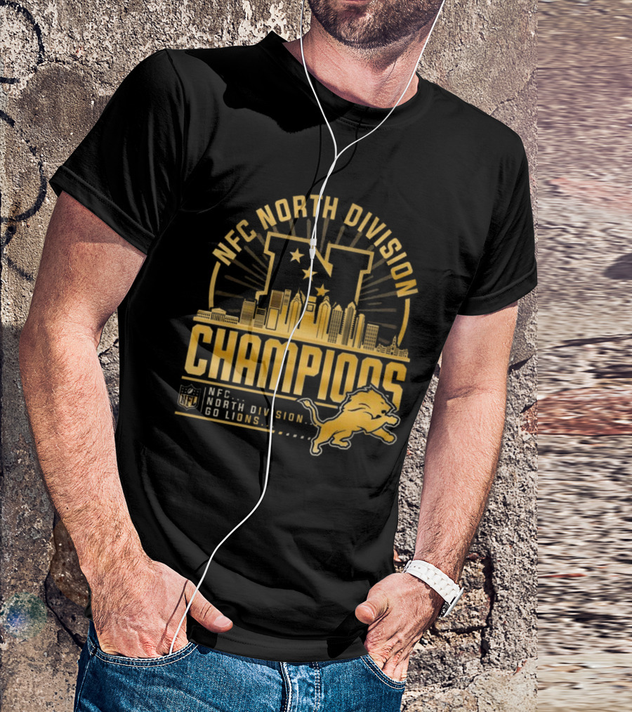 NFC North Division Champions Detroit Lions Go Lions Golden NFL T-Shirt