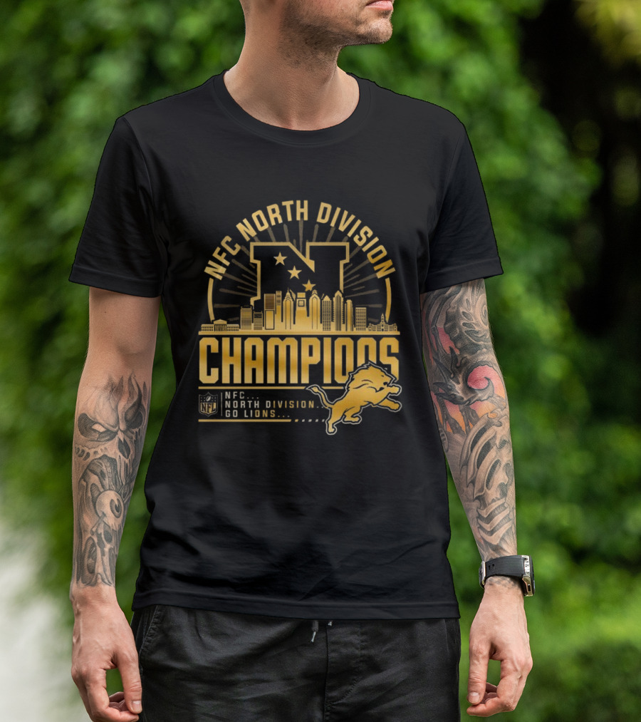 NFC North Division Champions Detroit Lions Go Lions Golden NFL T-Shirt