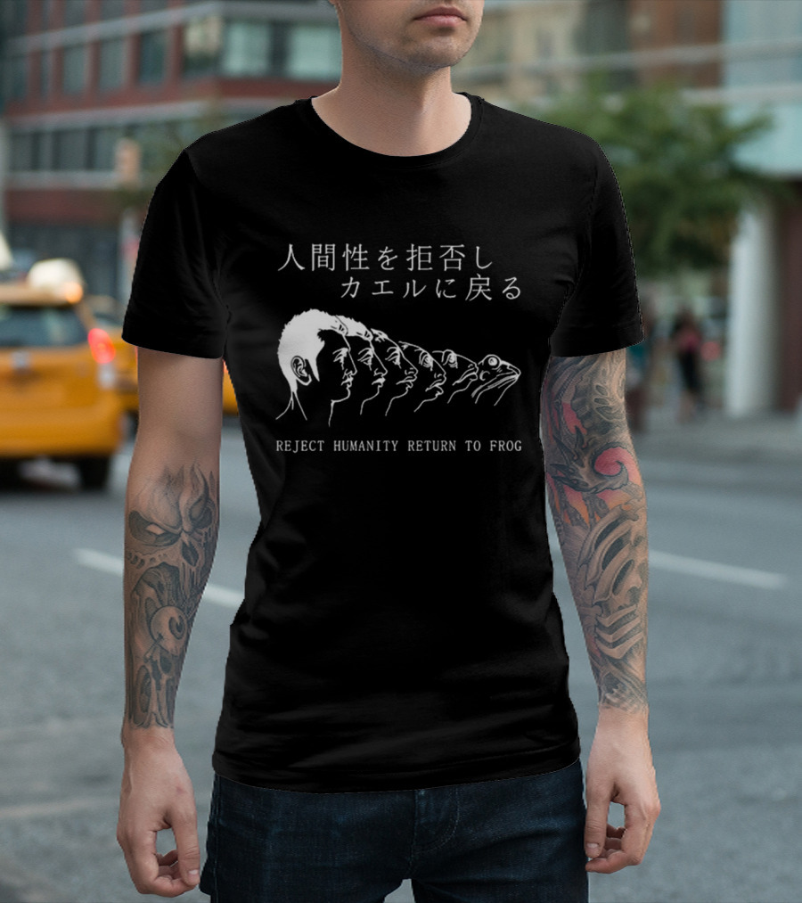 Reject Humanity Return To Frog Evolution Line Japan Influence T-Shirt