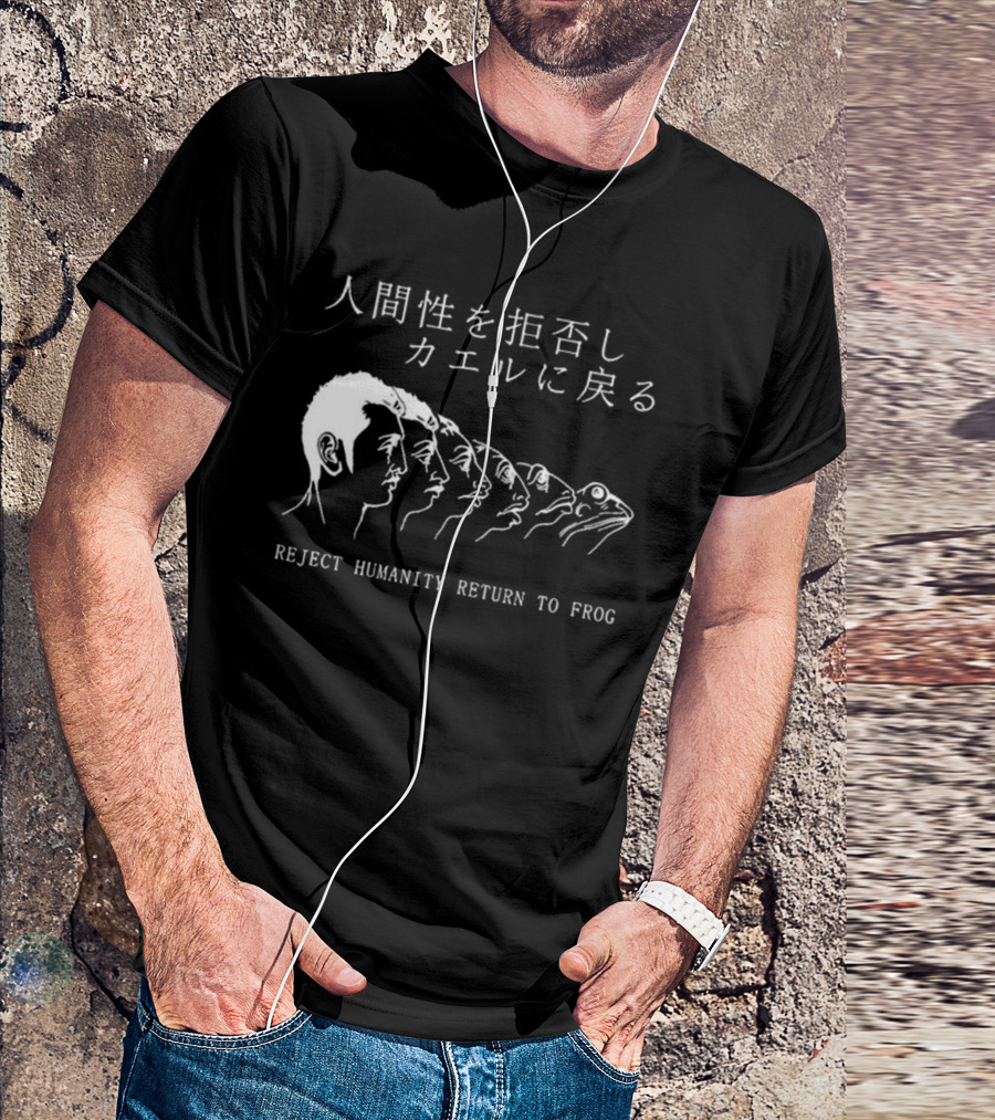 Reject Humanity Return To Frog Evolution Line Japan Influence T-Shirt