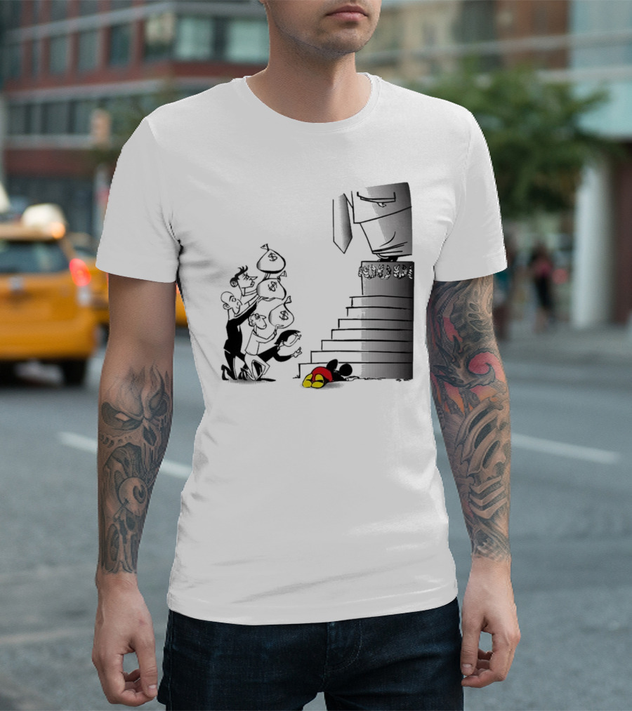 Newspaper Cartoon Economic Commentary Symbolic Imagery Money Hierarchy T-Shirt