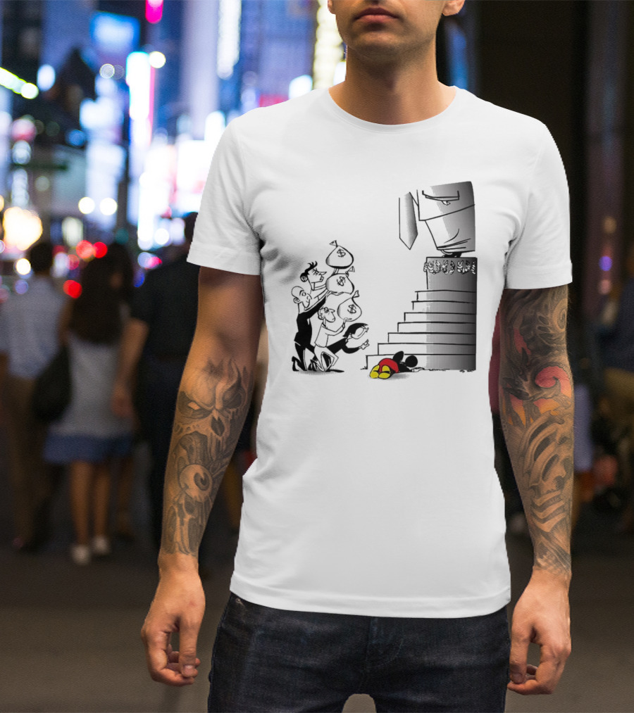 Newspaper Cartoon Economic Commentary Symbolic Imagery Money Hierarchy T-Shirt