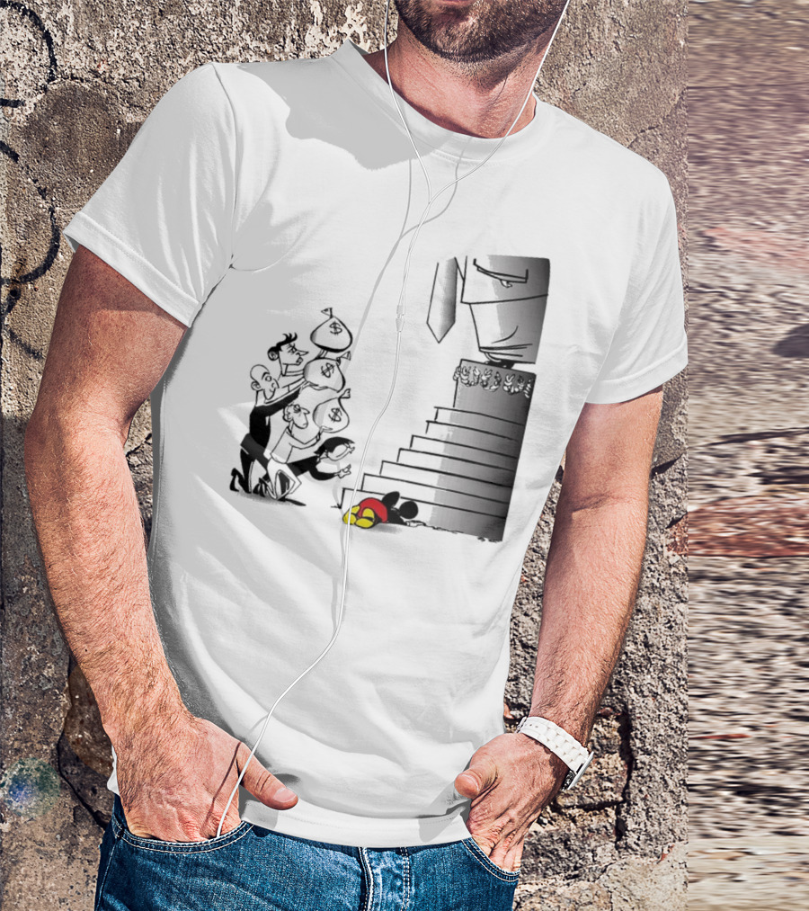 Newspaper Cartoon Economic Commentary Symbolic Imagery Money Hierarchy T-Shirt