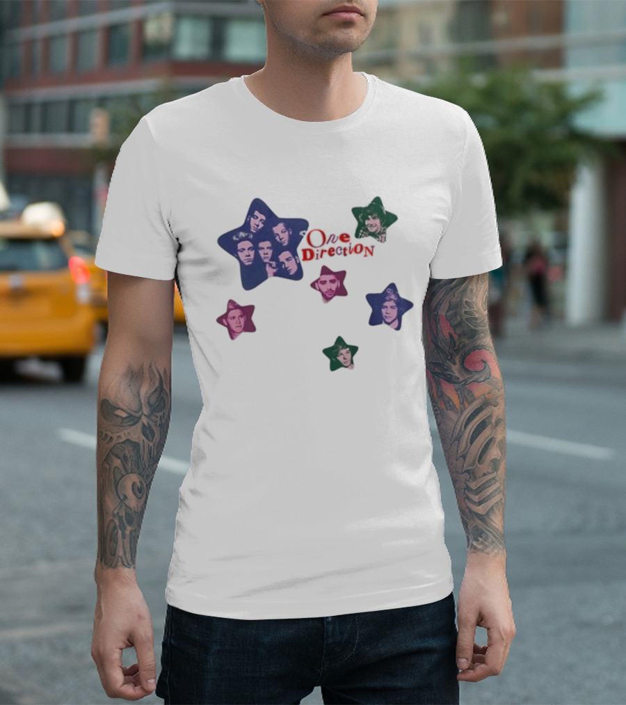 One Direction Colorful Star Faces T-Shirt
