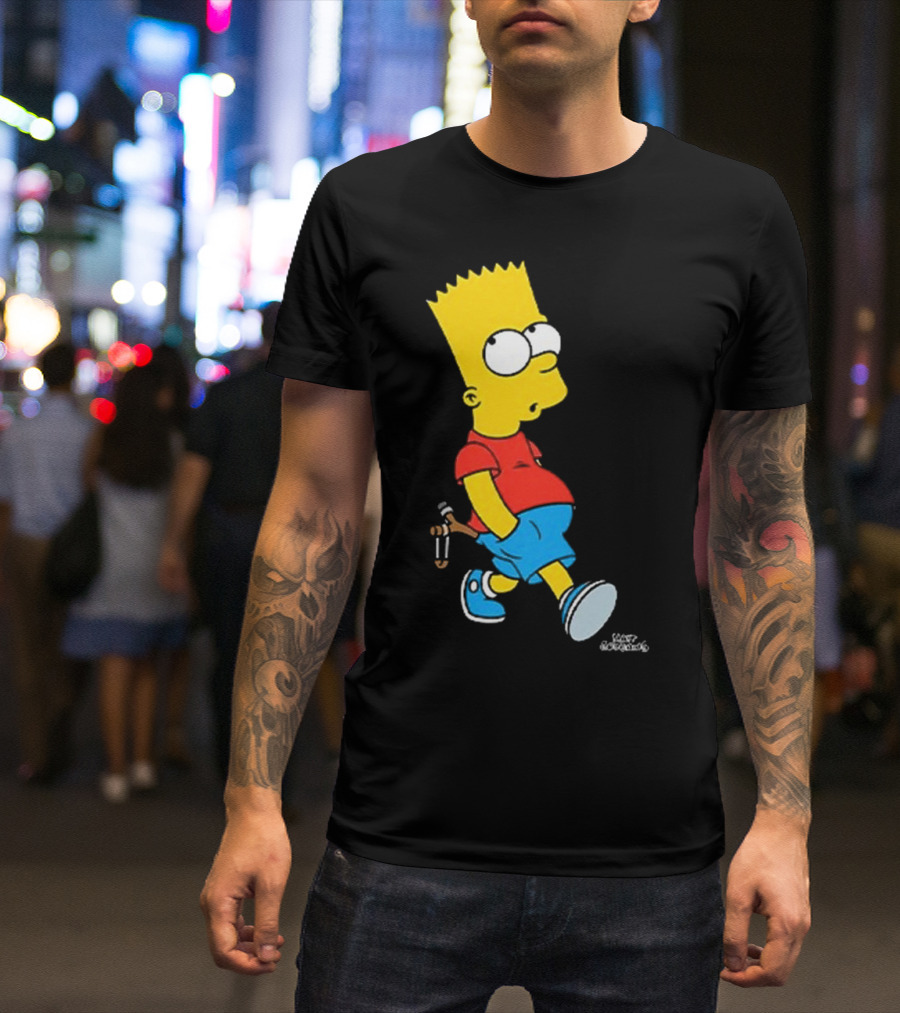 0th Century The Simpsons Bart Simpson With Slingshot Drawing T-Shirt