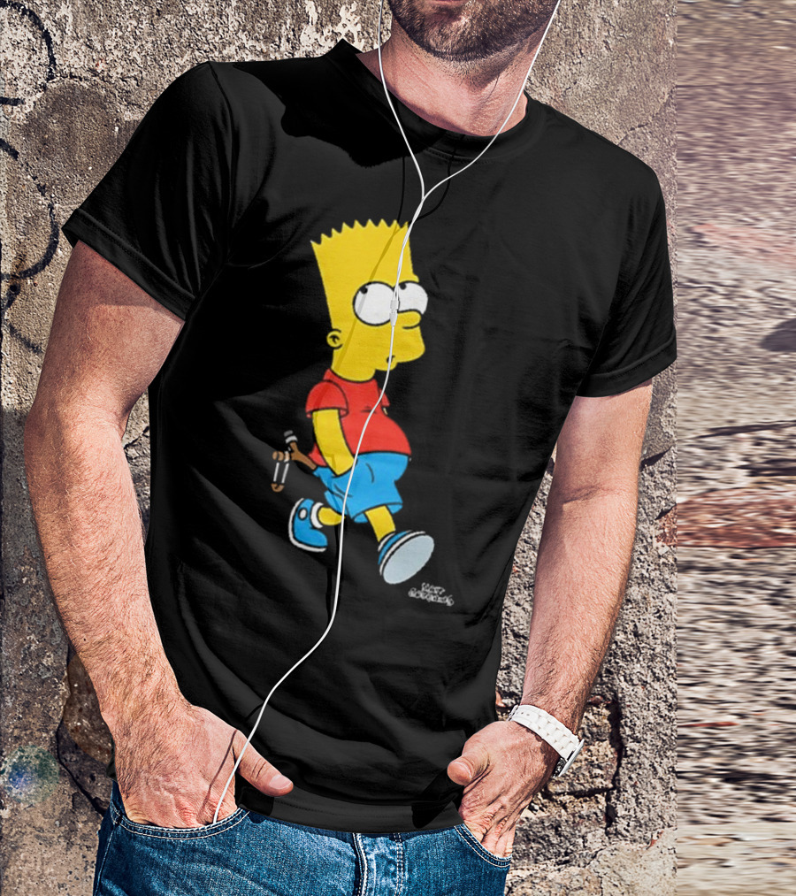 0th Century The Simpsons Bart Simpson With Slingshot Drawing T-Shirt