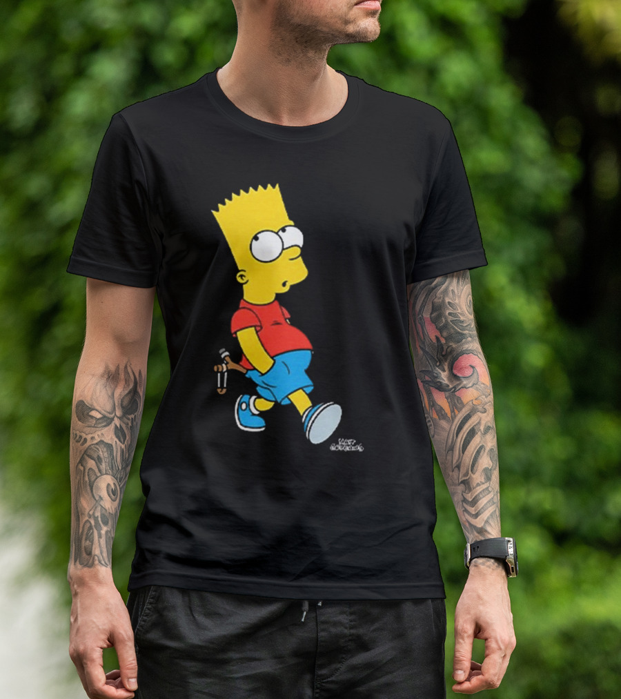 0th Century The Simpsons Bart Simpson With Slingshot Drawing T-Shirt