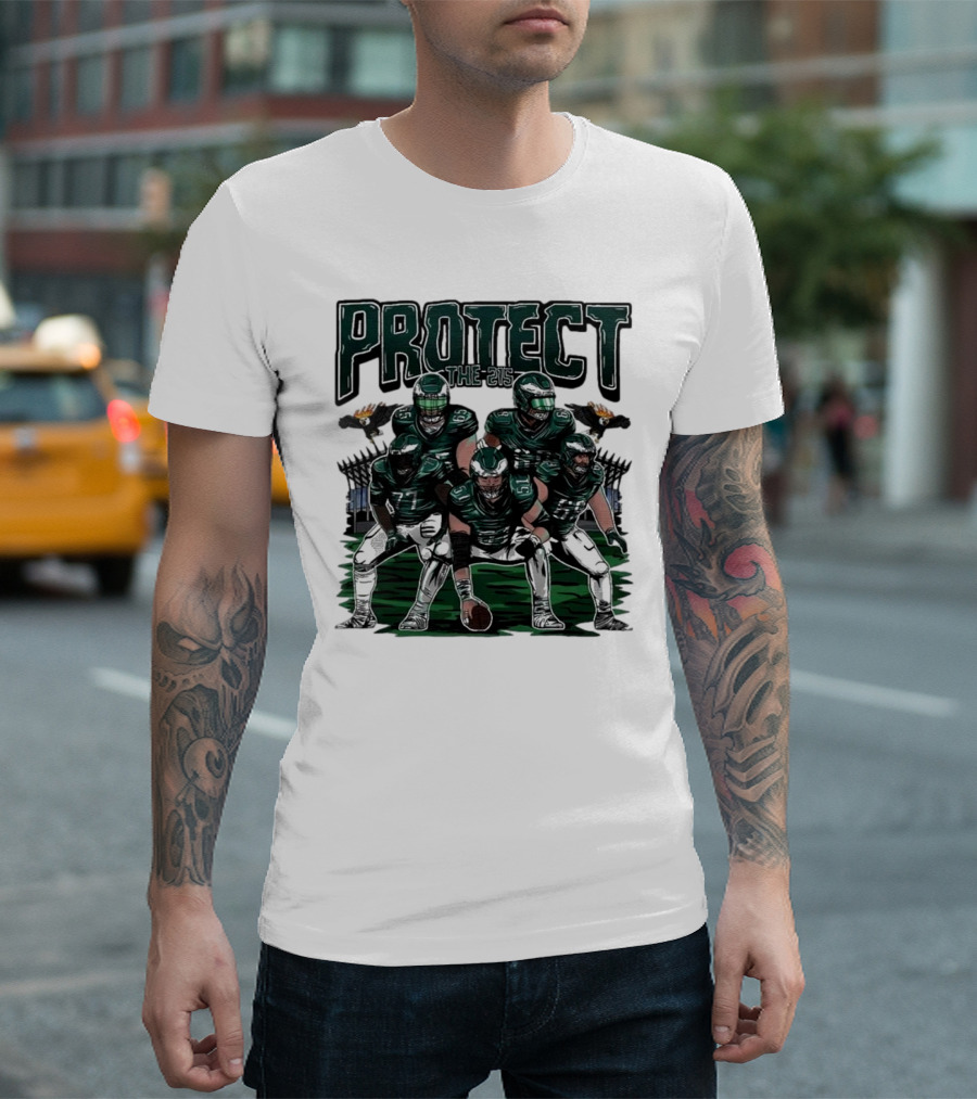 Eagles Protect The 215 Football Team Players and Mascot Elements T-Shirt