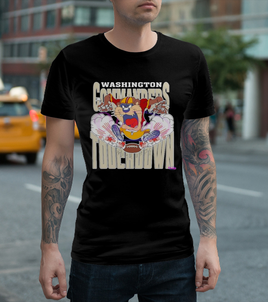 Washington Commanders Touchdown NFL Tasmanian Devil Sports Graphic 2025 T-Shirt