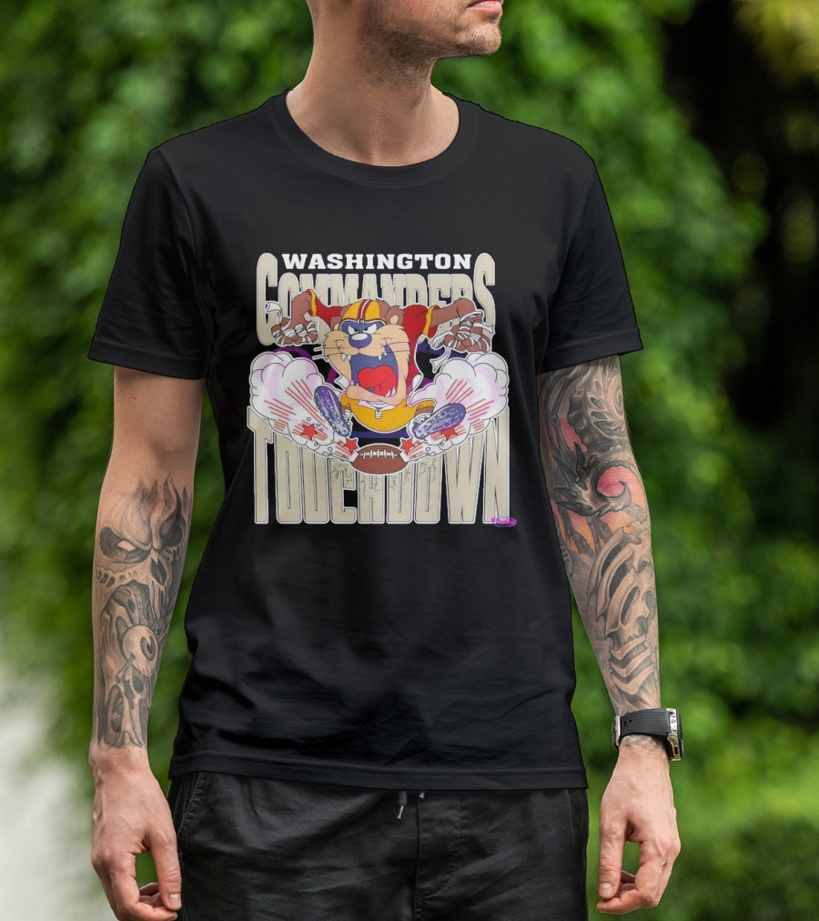 Washington Commanders Touchdown NFL Tasmanian Devil Sports Graphic 2025 T-Shirt