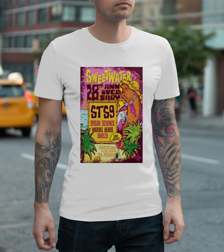 SweetWater 28th Anniversary Atlanta Feb 22 2025 Featuring STS9 Break Science Marvel Years Sneezy Live Music T-Shirt