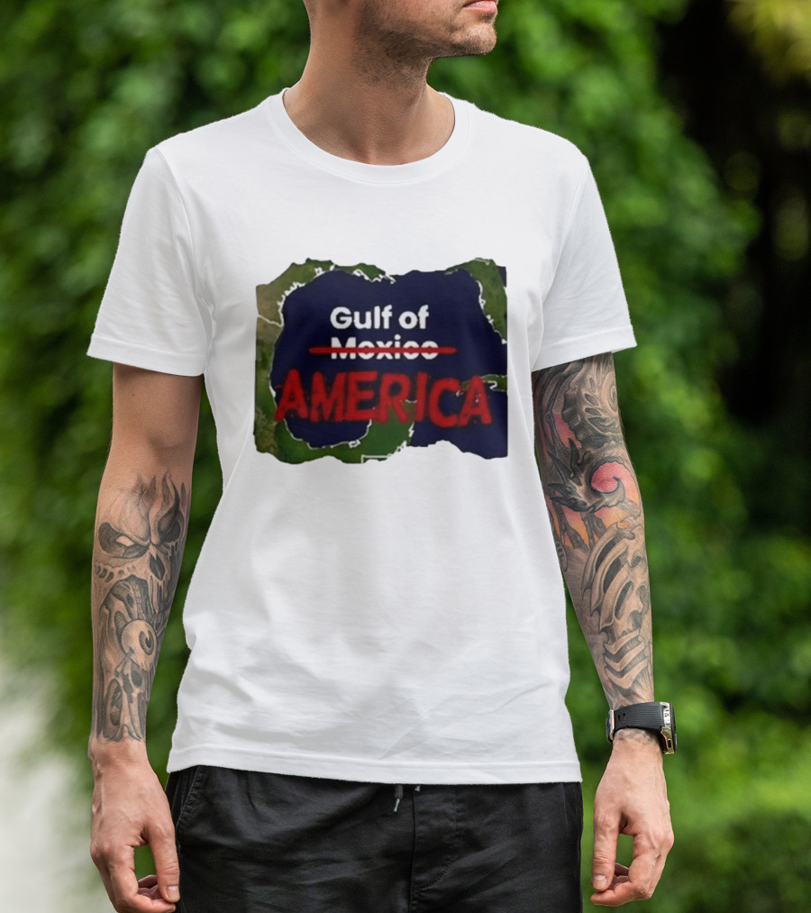 Gulf Of America Map Text T-Shirt